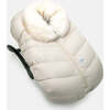Tundra Car Seat Cocoon, White Fur & Beige Heather - Car Seat Accessories - 2 - thumbnail