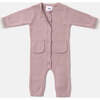 Chunky Ribbed Knit Round Neck Long Sleeve Fitted Romper, Ash Rose - Rompers - 2 - thumbnail