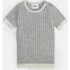 Baby Hug Me Ribbed Contrast Trim Short Sleeve Top, Heather Grey - Shirts - 1 - thumbnail