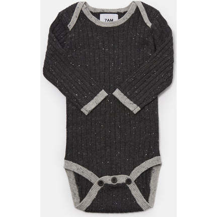 Baby Hug Me Long Sleeve Bodysuit, Black Melange