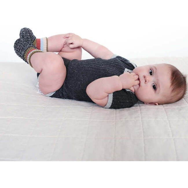 Baby Hug Me Short Sleeve Bodysuit, Black Melange - Onesies - 5