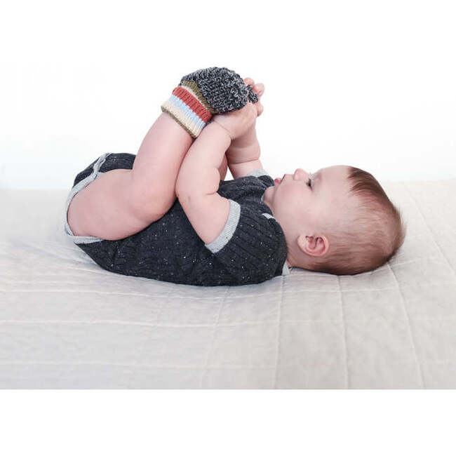 Baby Hug Me Short Sleeve Bodysuit, Black Melange - Onesies - 6