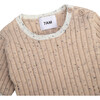 Ribbed Knit Short Sleeve Retro Top, Oat - Shirts - 3 - thumbnail