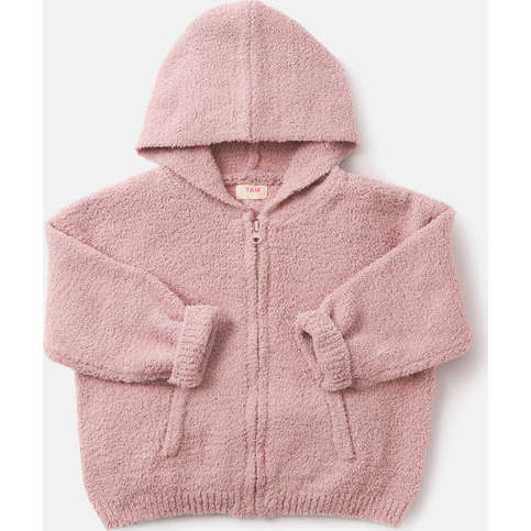 Baby Girls Fuzzy Zip-Up Hoodie, Ash Rose - Sweaters - 3