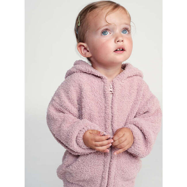 Baby Girls Fuzzy Zip-Up Hoodie, Ash Rose - Sweaters - 5
