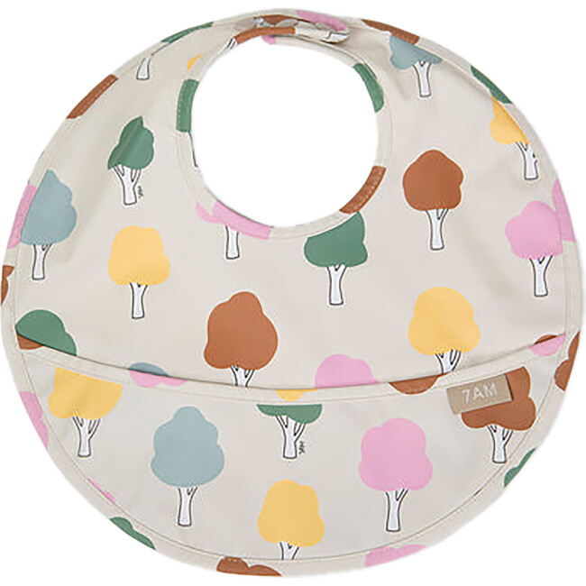 Tree Print Waterproof Pocket Bib, Beige - Bibs - 1