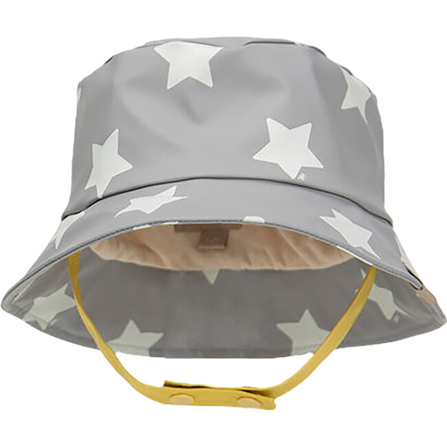 Stars Print Chin Strap Rain Bucket Hat, Yellow