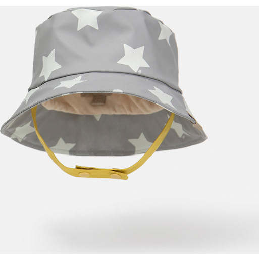 Stars Print Chin Strap Rain Bucket Hat, Yellow