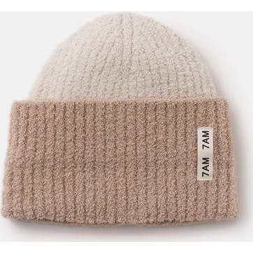 Baby 2-Tone Ribbed Beanie, Ecru & Pecan