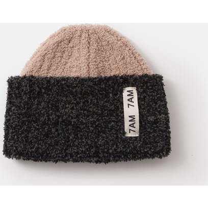 Baby 2-Tone Ribbed Beanie, Pecan & Black Melange
