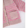 Fuzzy Striped Camisole & Cardigan Set, Ash Rose & Vivid Pink - Cardigans - 3 - thumbnail