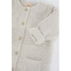 Fuzzy Long Sleeve Buttoned Romper, Ecru - Bodysuits - 2 - thumbnail
