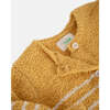 Fuzzy Long Sleeve Buttoned Striped Romper, Amber & Ecru - Bodysuits - 3 - thumbnail