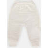 Fuzzy Drawstring Waist Ribbed Cuff Joggers, Ecru - Sweatpants - 3 - thumbnail