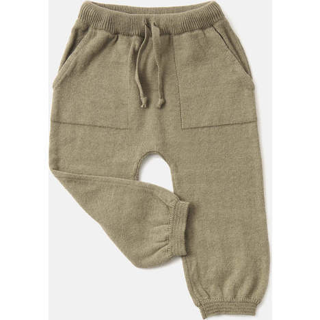 Chunky Ribbed Knit Elastic Waistband Drawstring Relaxed Fit Joggers, Olive