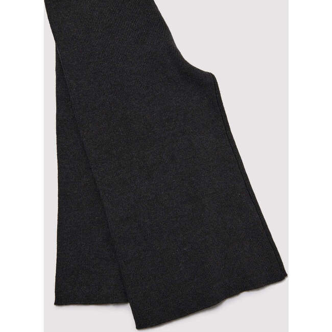 Chunky Ribbed Knit Elastic Waist Wide Leg Loose-Fit Pants, Black Melange