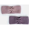 Chunky Ribbed Knit Elasticized Headband, Purple - Headbands - 4 - thumbnail