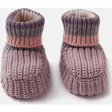 Chunky Ribbed Knit Anti-Grip Sole Slip-On Slippers, Ash Rose & Multicolors