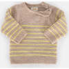Long Sleeve Striped Top, Pecan & Chartreuse - Sweaters - 2 - thumbnail