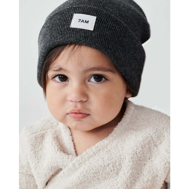 Heather Knit Beanie, Black