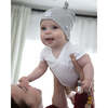 Cotton Top Knot Beanie, Light Grey & Dark Grey - Hats - 3 - thumbnail
