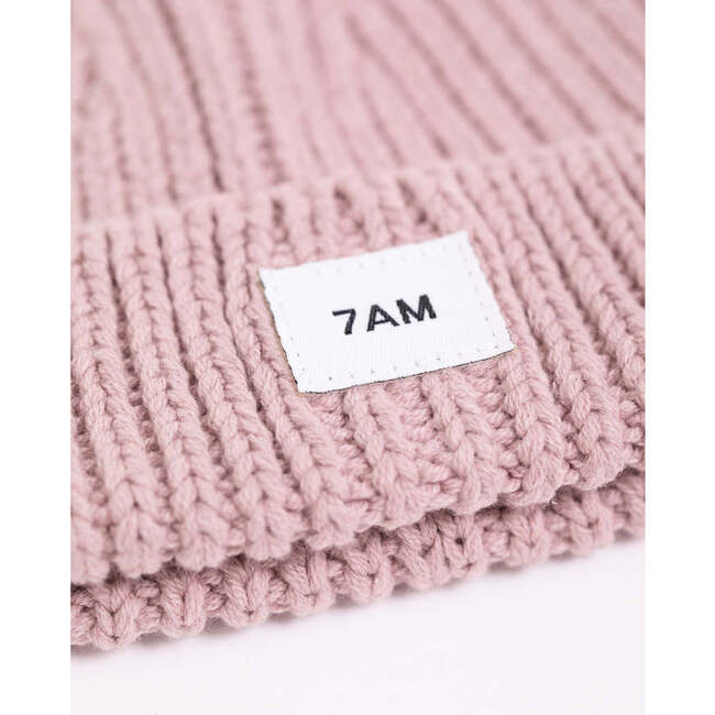 Chunky Rib Knit Beanie, Ash Rose
