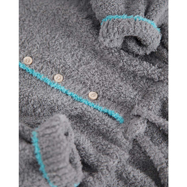 Boxy Long Sleeve Jumpsuit, Gris & Bright Cyan