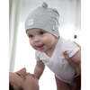 Cotton Top Knot Beanie, Light Grey & Dark Grey - Hats - 6 - thumbnail