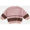 Boxy Striped Sweater, Ash Rose & Choco - Sweaters - 3 - thumbnail