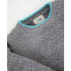 Boxy Piped Sweater, Gris & Bright Cyan - Sweaters - 3 - thumbnail