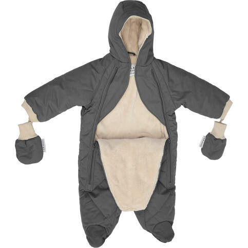 Benji Snowsuit Bebe, Smokey Grey Quilted - Snowsuits - 3