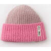 Baby Girls 2-Tone Ribbed Beanie, Ash Rose & Vivid Pink - Hats - 2