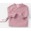 Baby Girls Fuzzy Long Tight Sleeve Kimono Wrap Top, Ash Rose - Shirts - 2 - thumbnail