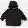 Baby Fuzzy Zip-Up Hoodie, Black Melange - Sweaters - 2 - thumbnail
