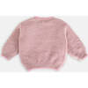 Baby Girls Fuzzy Boxy Contrast Trim Sweater, Ash Rose - Sweaters - 4 - thumbnail