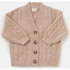 Baby Fuzzy Ribbed V-Neck Cardigan, Pecan - Cardigans - 4