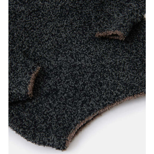 Baby Fuzzy Boxy Contrast Trim Sweater, Black Melange