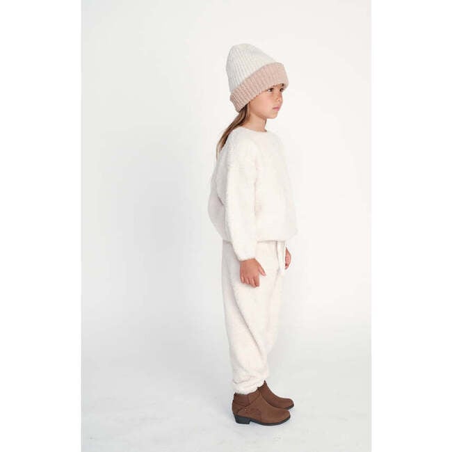 Baby Fuzzy Boxy Lounge Pants, Ecru - Sweatpants - 3