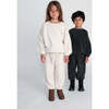 Baby Fuzzy Boxy Lounge Pants, Ecru - Sweatpants - 4 - thumbnail