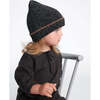 Baby Fuzzy Beanie, Black Melange & Brown - Hats - 2 - thumbnail