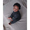 Baby Fuzzy Long Sleeve Romper, Black Melange - Rompers - 6 - thumbnail