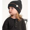 Baby Fuzzy Beanie, Black Melange & Brown - Hats - 4 - thumbnail