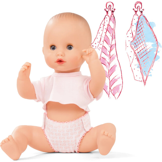 Gotz Sleepy Aquini 13" All Vinyl Drink & Wet Girl Bath Baby Doll to Dress