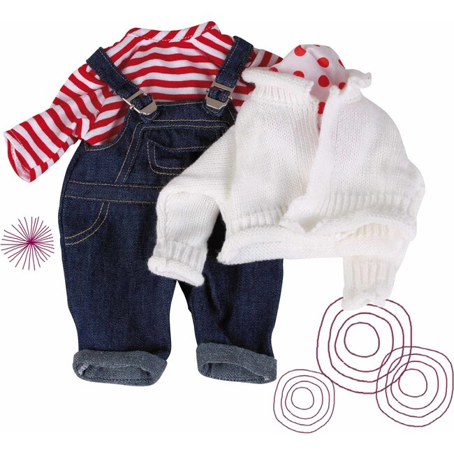 Sailor Dungarees Clothing Set Accessories for Baby Dolls fits most larger dolls 12" - 18"