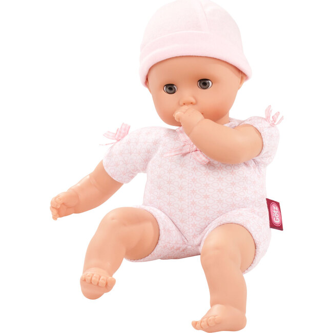 Muffin to Dress 13" Soft Body Baby Girl Doll with Blue Sleeping Eyes and Pink Cap