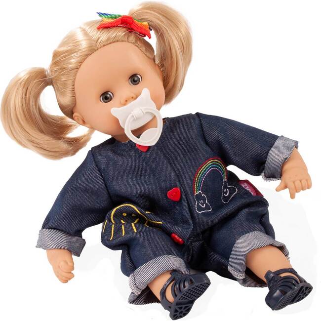 Muffin Rainbow 13" Soft Baby Doll with Denim Jumpsuit and Blonde Hair to Wash & Style - Dolls - 2