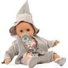Muffin Lucky One 13" Bald Baby Doll with Blue Sleeping Eyes, Overalls and Jacket - Dolls - 2 - thumbnail