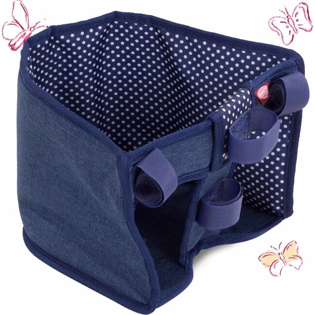 Bike Seat Blue Clouds for Dolls up to 20" Attaches to Handlebars of Any Size Bike (No Hardware Needed)