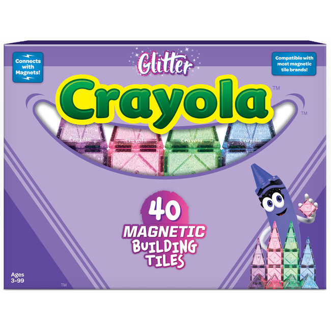 Crayola Glitter Magnetic Tiles 40 Piece Set - STEM Toys - 1
