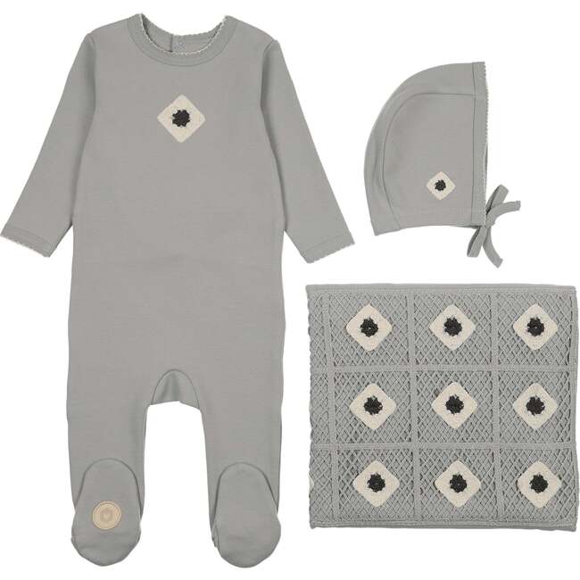 Geo-Floral Layette Set, Sapphire Blue